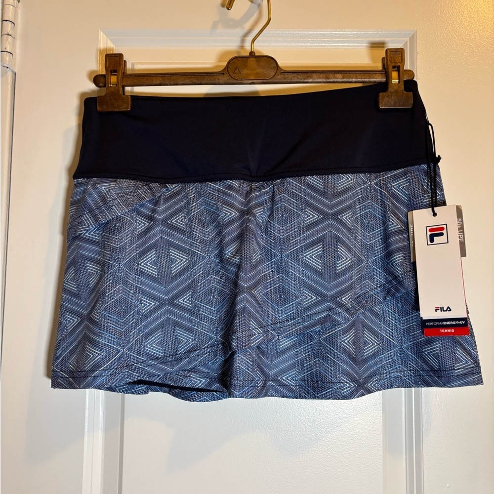 Fila Women's Athletic Shorts in Blue and Gray Geometric